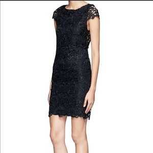 Alice and Olivia Clover Lace Open Back black Dress